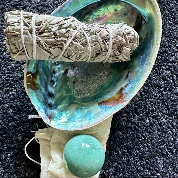 *NEW* Colorful Abalone MotherPearl Shell, White Sage Bundle & Turq Marble Kit - Picture 5 of 5